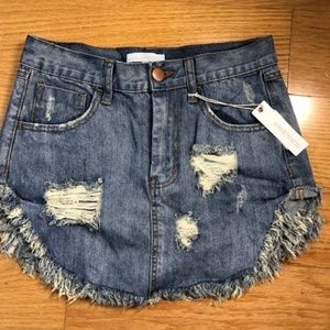 Distressed Denim Skirt